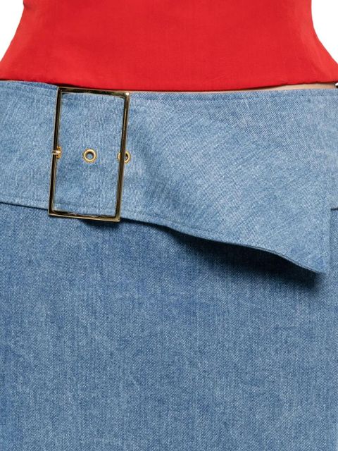 Rowen Rose belted denim midi skirt - Blue