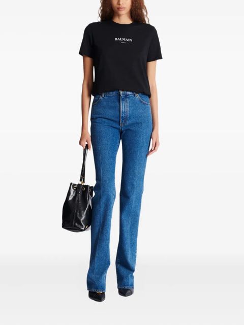 Balmain logo-embroidered cotton T-shirt - Black