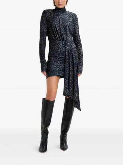 Essentiel Antwerp Imortel turtleneck leopard-print mini dress - Black
