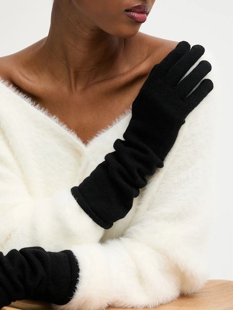Answear.LAB rękawiczki z dodatkiem wełny damskie kolor czarny