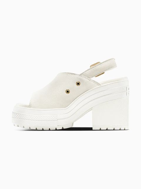 Converse sandały zamszowe Chuck 70 De Luxe Heel Mule damskie kolor biały na słupku A15070C