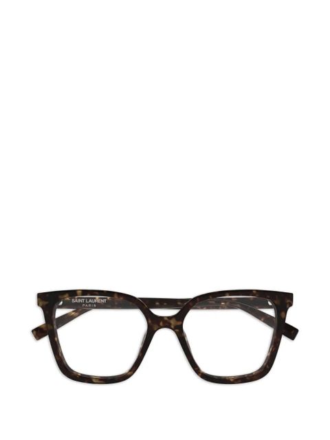 Saint Laurent Eyewear tortoiseshell-effect square-frame glasses - Brown - zdjęcie produktu nr 1