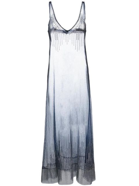 Rabanne stud-detailed sheer long dress - Blue - zdjęcie produktu nr 1