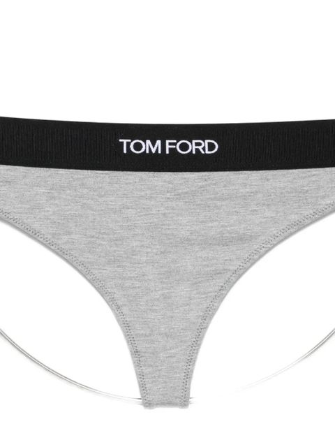 TOM FORD logo-waistband thong - Grey