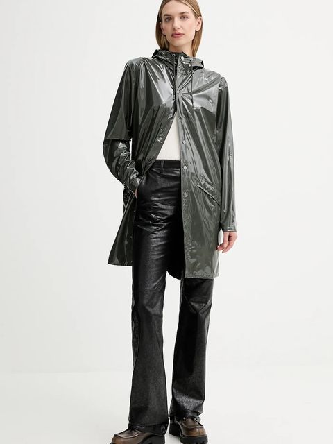 Rains kurtka 12020 Long Jacket kolor zielony przejściowa 12020