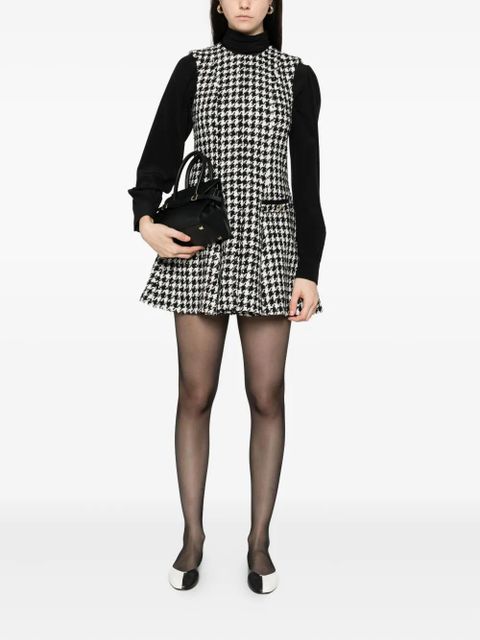 Maje houndstooth pleated mini dress - White