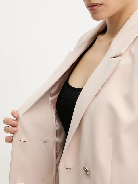 Guess marynarka FIONA kolor beżowy dwurzędowa gładka W5YN20 WH9Y2