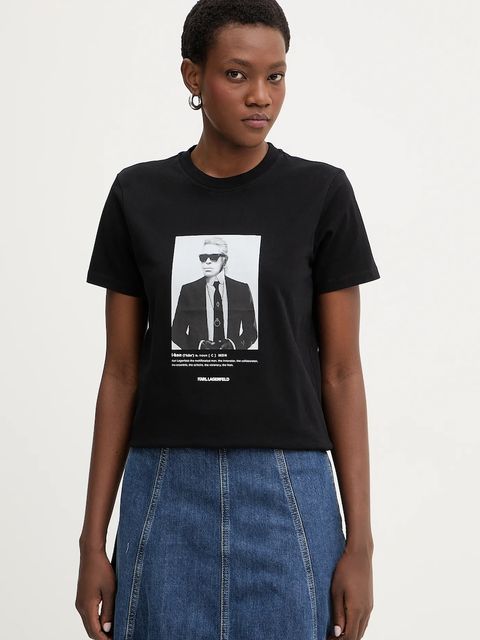Karl Lagerfeld t-shirt bawełniany damski kolor czarny B1W17019 - zdjęcie produktu nr 1