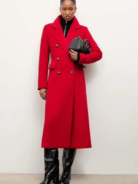 Answear.LAB płaszcz wełniany kolor czerwony przejściowy dwurzędowy - zdjęcie produktu nr 1