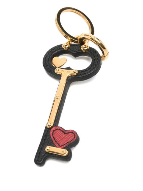 Prada heart-motif keyring - Black