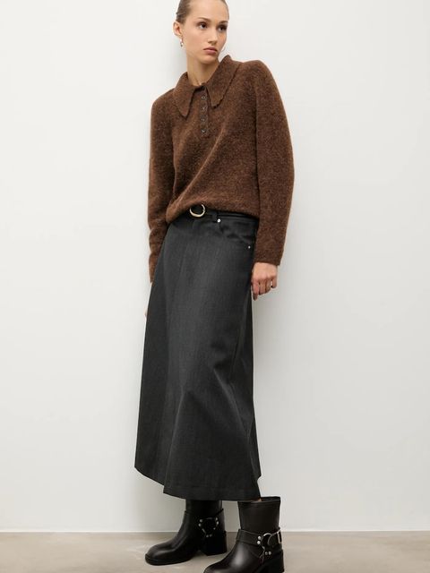 Answear.LAB botki skórzane kolor brązowy na słupku - zdjęcie produktu nr 1