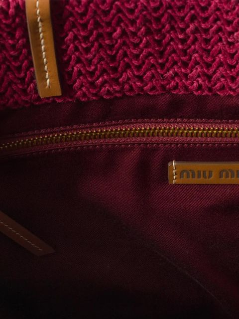 Miu Miu raffia-effect woven tote bag - Red