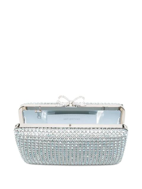 Self-Portrait Chainmail embellished clutch bag - Blue