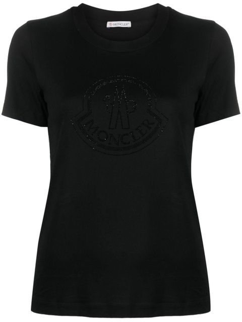 Moncler crystal-embellished logo cotton T-shirt - Black - zdjęcie produktu nr 1