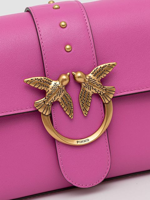 Pinko torebka skórzana kolor różowy 104524 A0QO