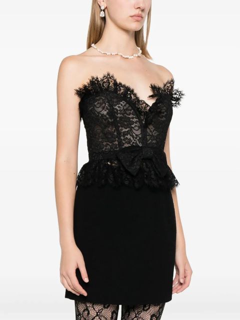 Alessandra Rich bow-detail lace bustier top - Black