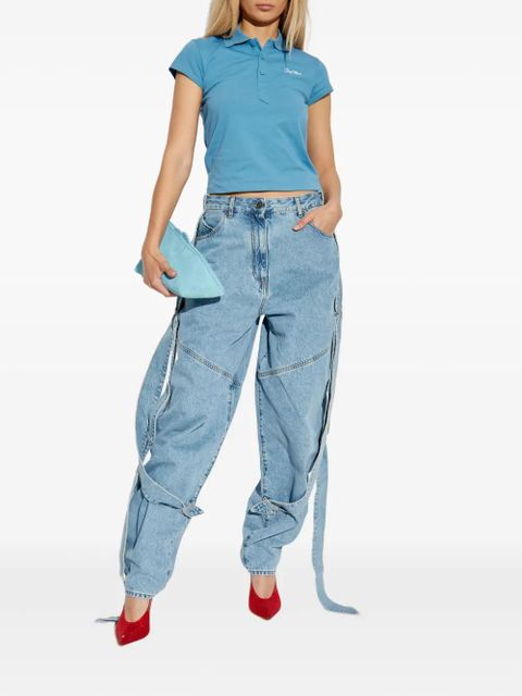 The Attico embroidered cotton polo shirt - Blue