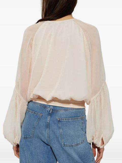 ROTATE BIRGER CHRISTENSEN button bishop sleeve blouse - Neutrals