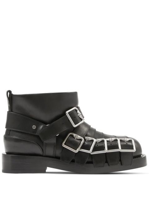 Burberry buckled leather biker boots - Black - zdjęcie produktu nr 1