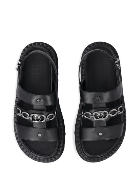 PINKO chain-detail leather sandals - Black