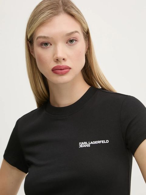 Karl Lagerfeld Jeans t-shirt bawełniany damski kolor czarny A1W17004