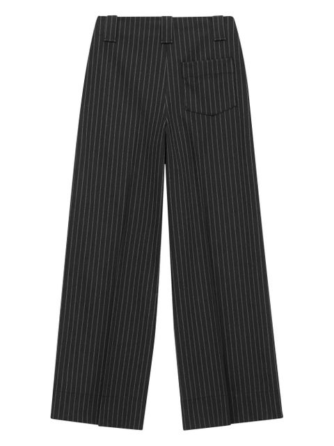 GANNI pinstripe-pattern wide-leg trousers - Black