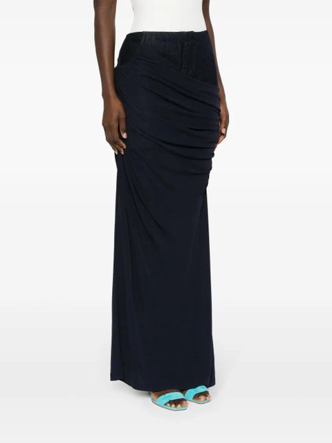 Christopher Esber Wrapped denim-trim maxi skirt - Blue