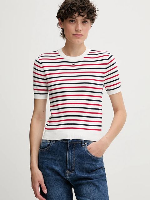 Tommy Jeans sweter bawełniany kolor biały DW0DW19336 - zdjęcie produktu nr 1