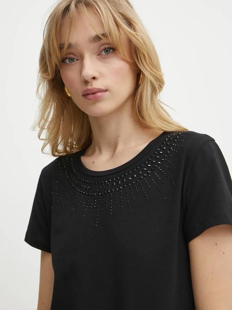 Liu Jo t-shirt damski kolor czarny TA5214 JS003