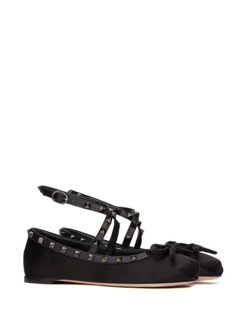 Valentino Garavani Rockstud satin ballet flats - Black