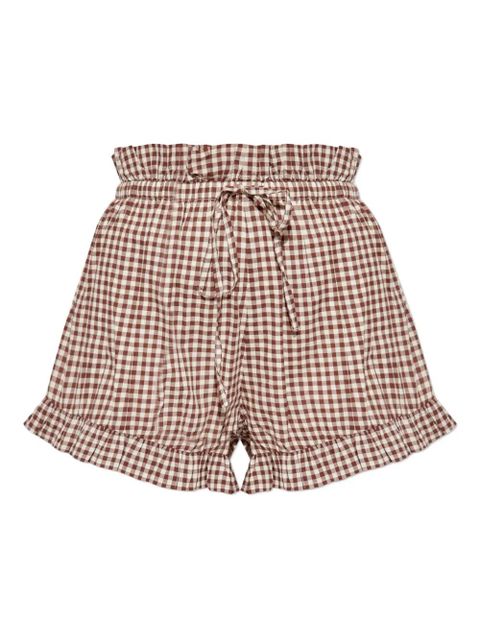 Posse gingham ruffled shorts - Brown - zdjęcie produktu nr 1