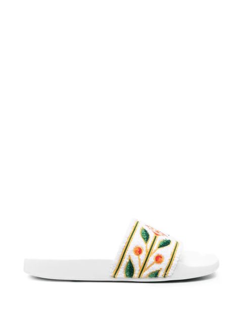 Casablanca floral embroidered slides - White - zdjęcie produktu nr 1