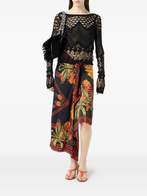 Blumarine foulard-print skirt - Black - zdjęcie produktu nr 2