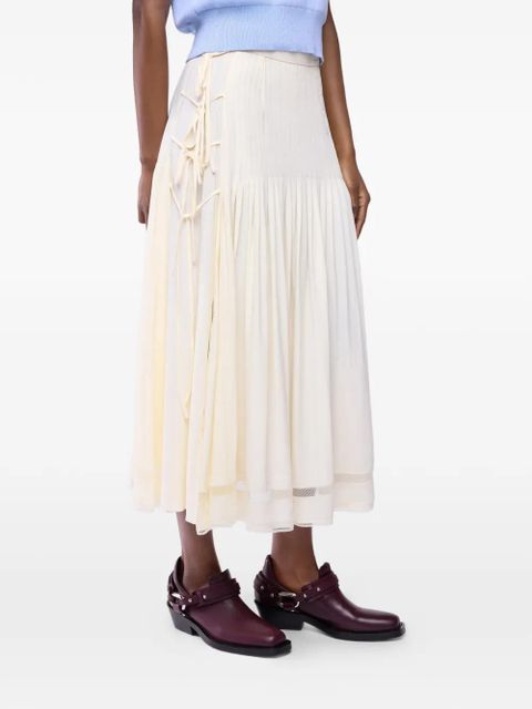 Rabanne lace side bow midi skirt - Neutrals