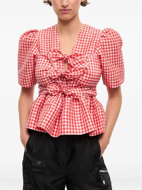 GANNI self-tie blouse - Red