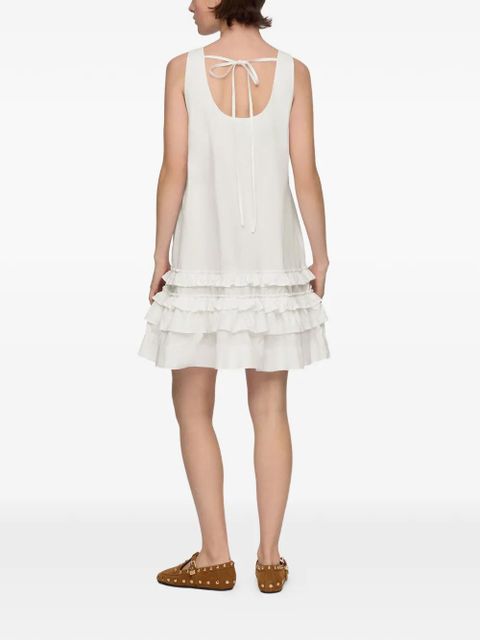 GANNI ruffled-trim mini dress - White