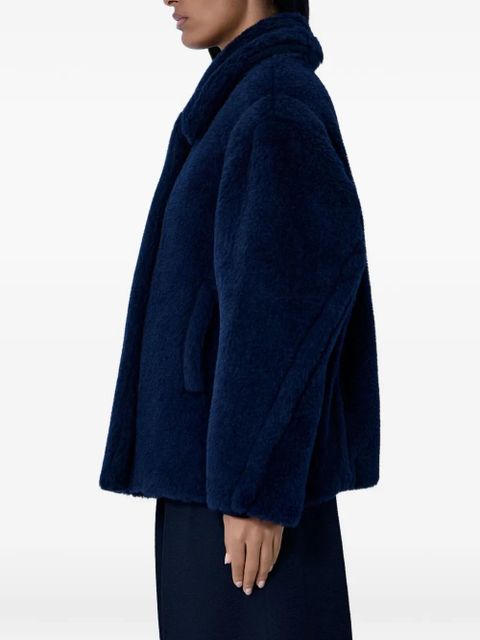 Max Mara single-breasted faux-fur coat - Blue