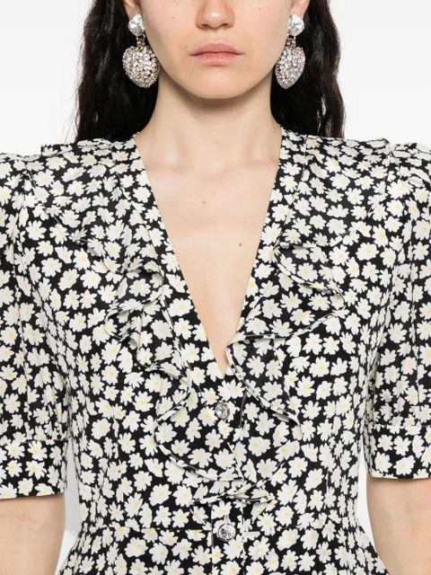 Alessandra Rich floral-print midi dress - Black