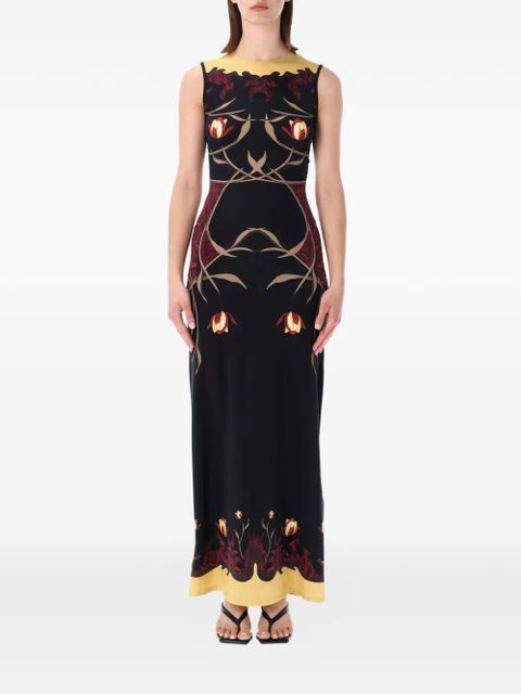 Marine Serre floral-print sleeveless maxi dress - Black - zdjęcie produktu nr 1
