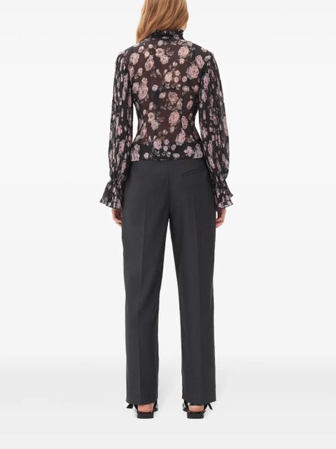 GANNI pleated pinstripe trousers - Grey