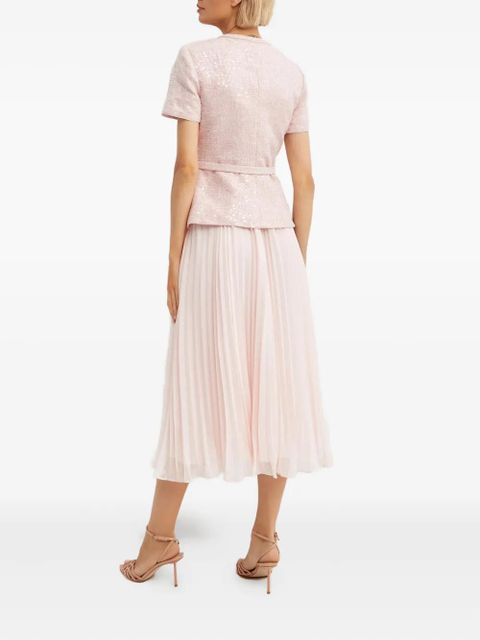 Self-Portrait sequin-embellished pleated midi dress - Pink