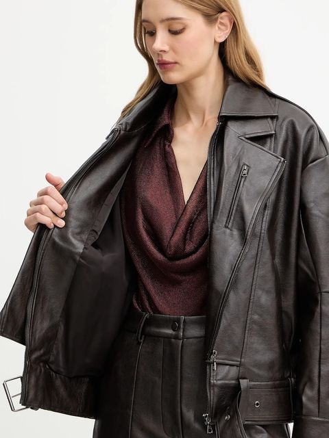 Bardot ramoneska kolor brązowy 59633JB3