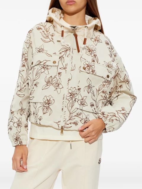 Moncler Nepeta floral-print hooded jacket - Neutrals