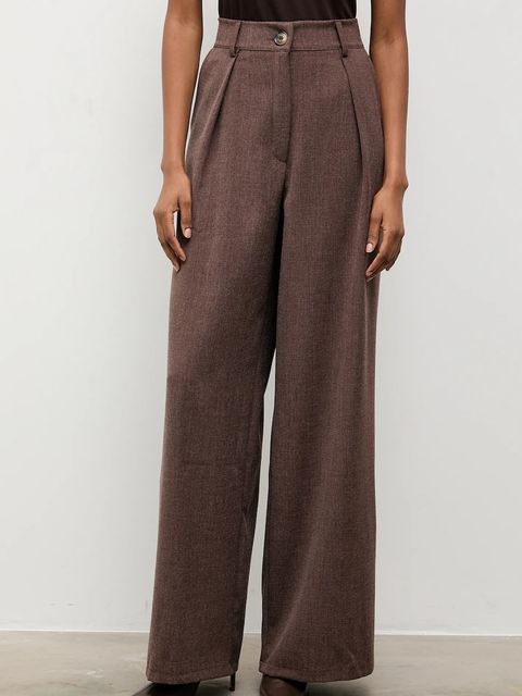 Answear.LAB spodnie damskie kolor brązowy proste high waist - zdjęcie produktu nr 2