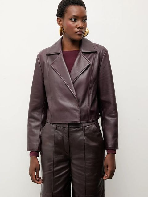 Bonded by Answear.LAB & LOBOS marynarka skórzana kolor bordowy przejściowa