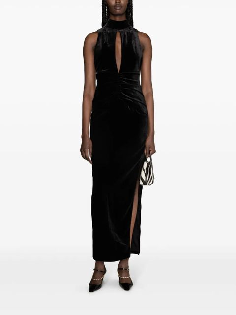 Alessandra Rich ruched velvet gown - Black - zdjęcie produktu nr 2