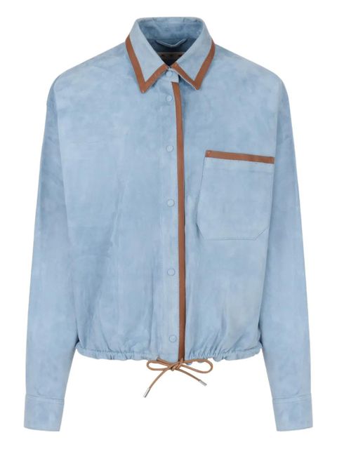 Marni nappa-trim suede shirt - Blue - zdjęcie produktu nr 1