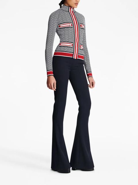 Balmain monogram-jacquard zip-up cardigan - Black