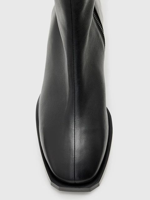 AllSaints botki skórzane Avril Boot damskie kolor czarny na słupku W013FC