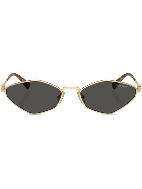 Miu Miu Eyewear logo-lettering geometric-frame sunglasses - Gold - zdjęcie produktu nr 1